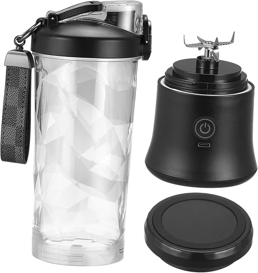 PRETYZOOM Portable 600ML Fruit Blender Juicer Cup Battery Powered Electric Blender for Smoothies and Juices USB Rechargeable Ideal for Travel and Home Use Transparent Design