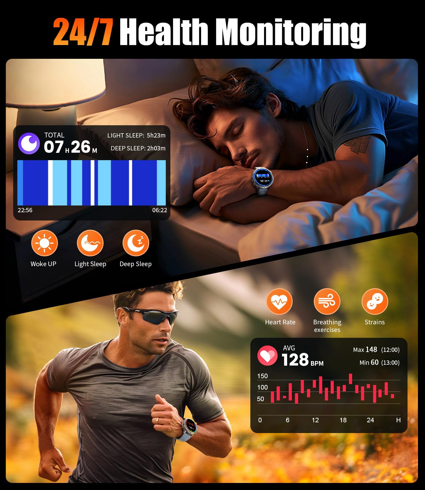 LIGE Smart Watches for Men Answer/Make Calls,1.75" Display Fitness Tracker with Compass Altitude and Barometric Pressure 900mAh Sleep Monitor 110+Sport Modes for Android iOS Smartwatch(Silver)