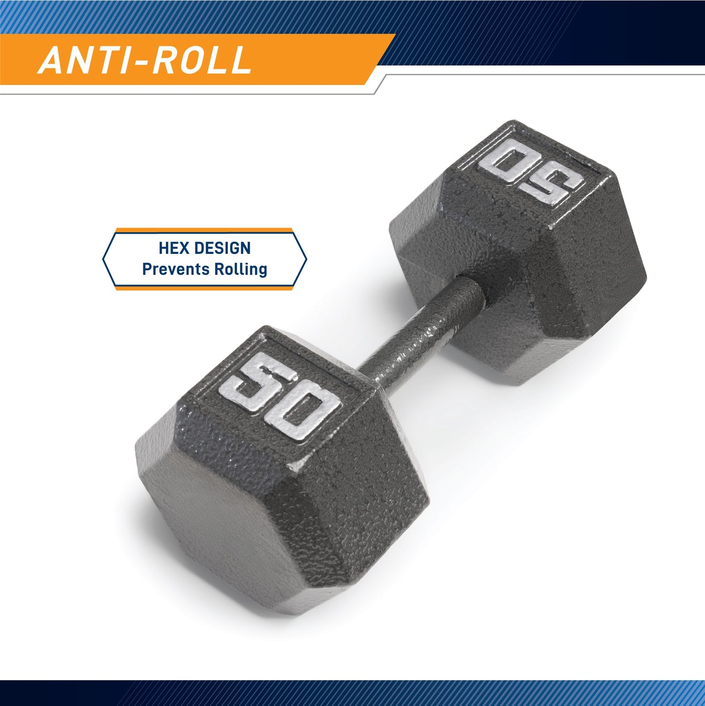 Marcy 50lb Cast Iron Hex Dumbbell, Single, IV-2050