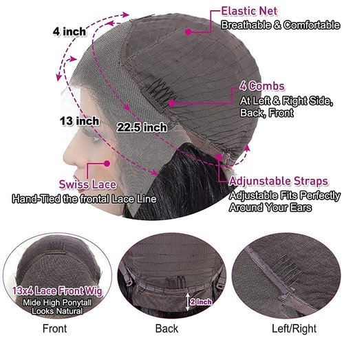 13x4 Lace Front Wigs Human Hair 200 Density Deep Wave Wigs Pre Plucked with Natural Baby Hair for Women HD Transparent Lace Frontal Wigs Brazilian Virgin Deep Curly Wigs Natural Hairline 18 inch