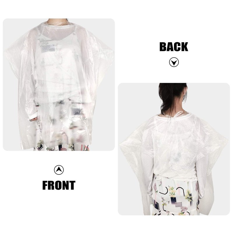 SATINIOR 200 Pcs Disposable Hair Salon Capes Bulk 35.43 x 47.24 Inch Transparent Waterproof Barber Hair Color Dye Cape Hairdresser Shampoo Apron Household Salon Cloak