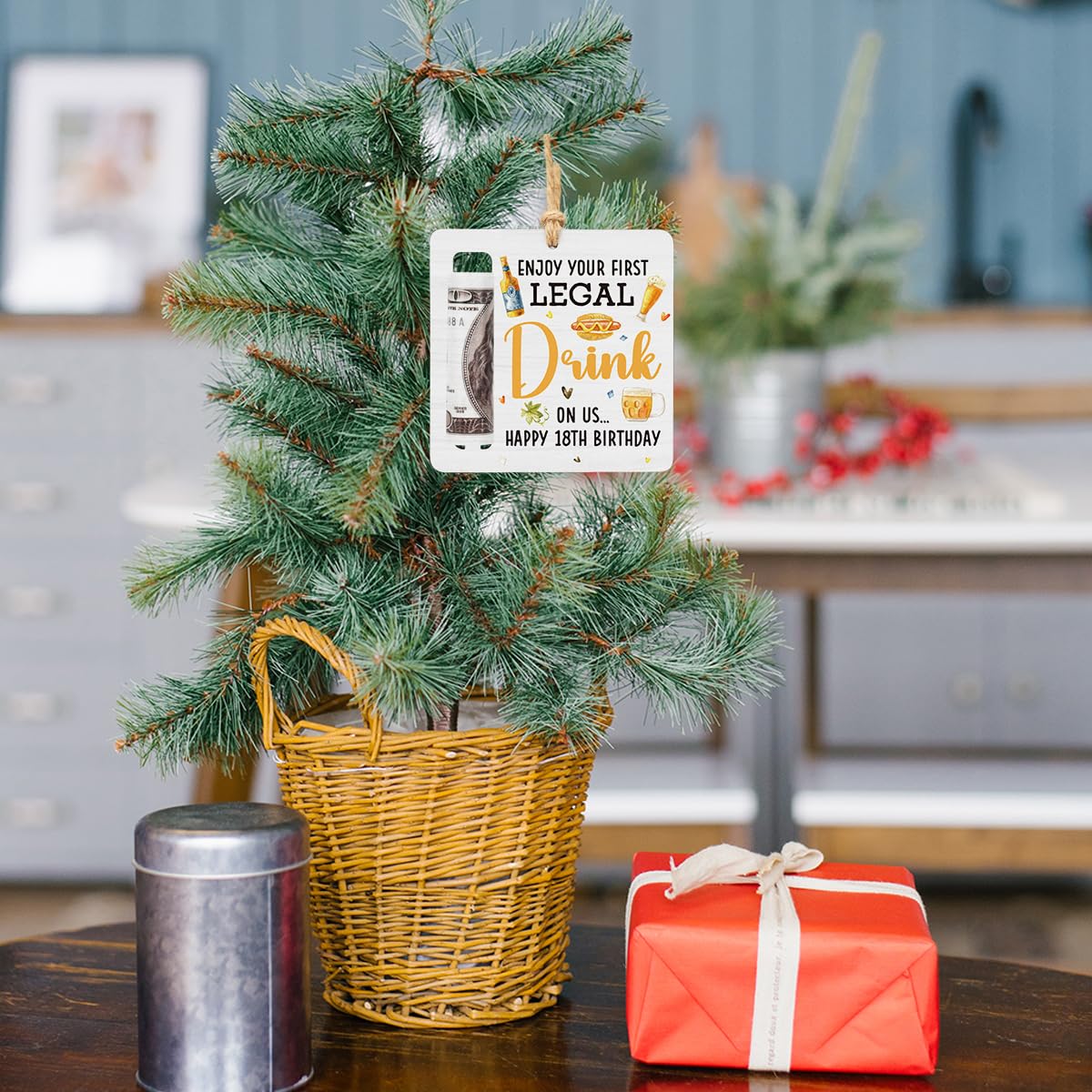 18th Birthday Money Holder for Cash Gift First Legal Drink Beer Money Gift Ideas for Boys Girls Birthday Gifts Wooden Cash Holder Ornament for Party Decorations