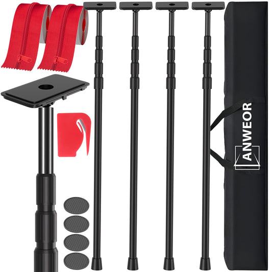 12FT Dust Barrier Poles Kit,Spring Retractable Zipper Wall Poles for Dust Barriers System,Home & Construction,Spring Barrier Loaded Poles for Renovation & Construction Renovation(Exclusive Patent)