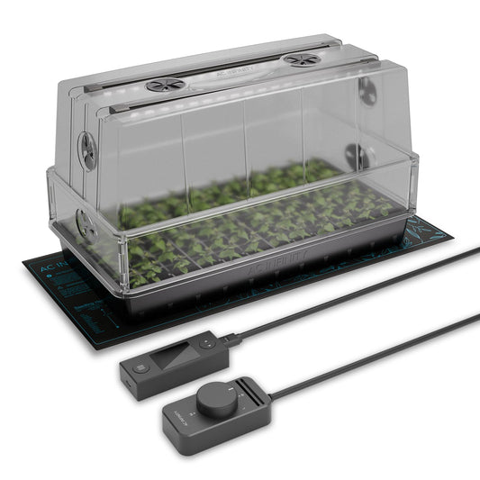 AC Infinity Heavy-Duty Large Humidity Dome 6x12 Germination Kit, Full Spectrum LED Grow Light Bars w/Samsung LM301H EVO LEDs, Heat Mat, 3 mm Thickest Dome, Trays, Extension Panels, for Seed Starting