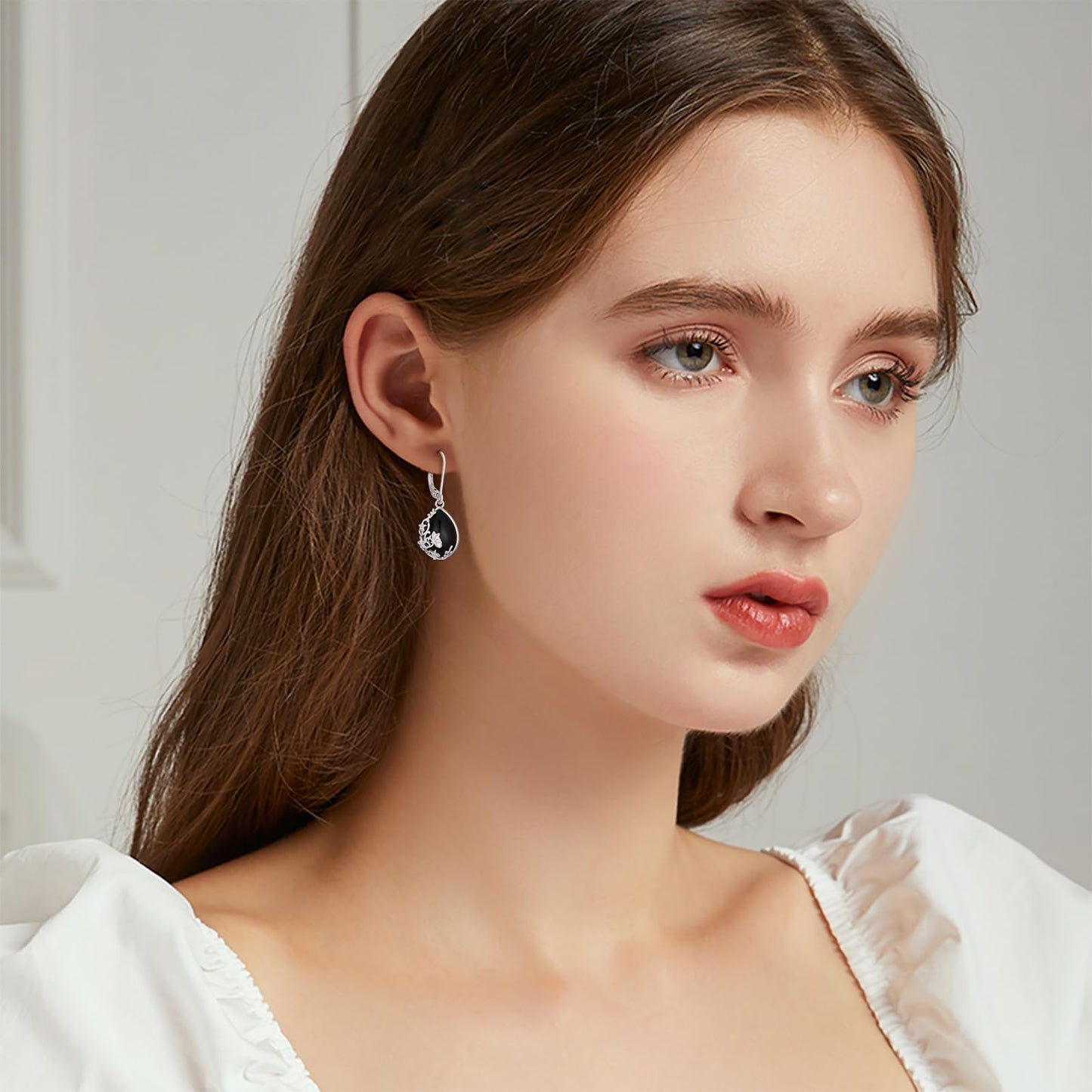 KoyeKei Black Onyx Earrings for Women 925 Sterling Silver Butterfly Filigree Dangle Drop Earrings Black Onyx Leverback Filigree Butterfly Jewelry Christmas Gift for Girlfriend Wife Daughter