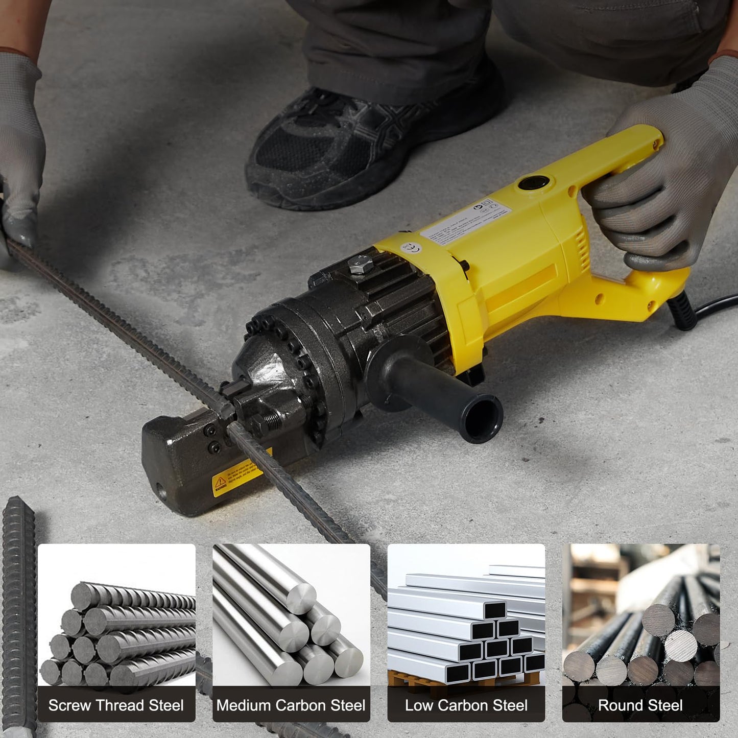 Happybuy Electric Hydraulic Rebar Cutter,900W Portable Electric Rebar Cutter,Cutting up to 5/8 Inch #5 4-16mm Rebar within 3 Seconds,110V,with Easy to Carry Stainless Box(900W RC-16)
