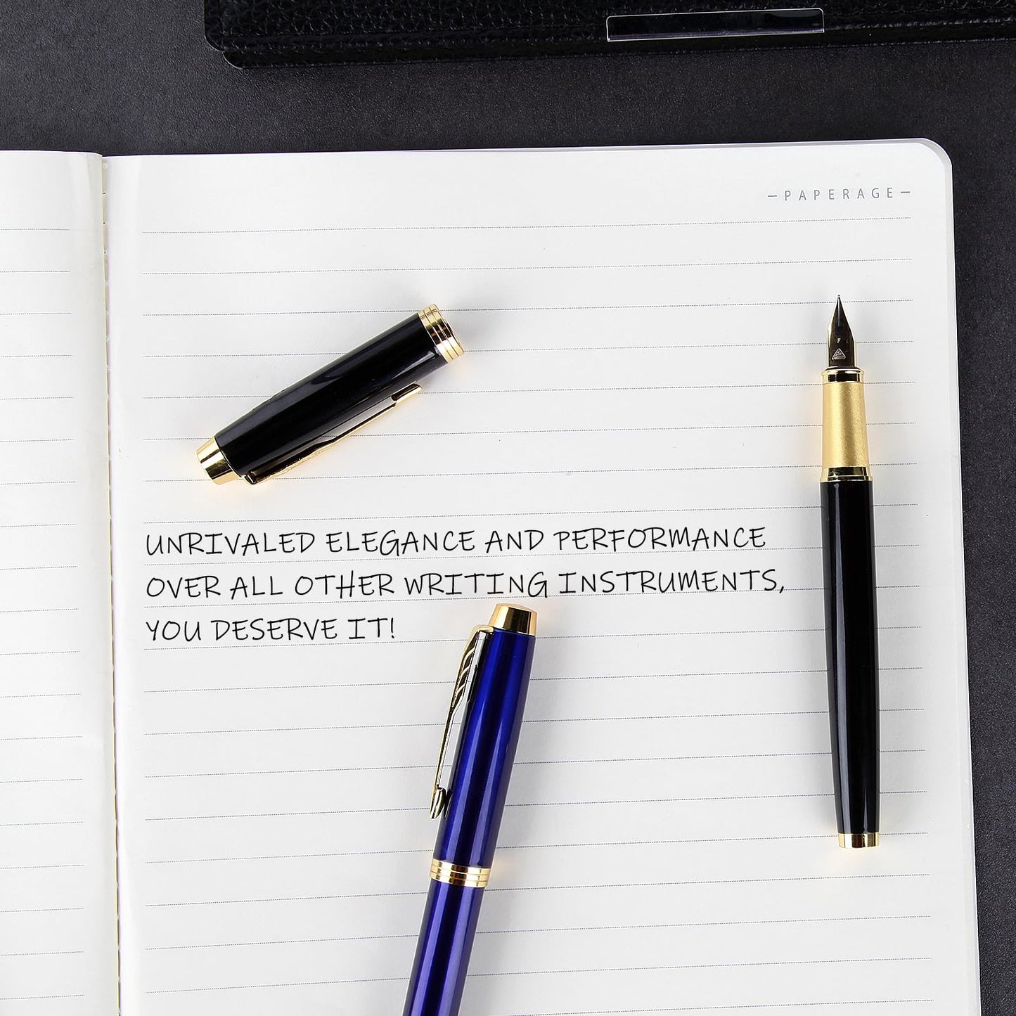 Zalantan Fountain Pen,luxury pens Fine point smooth writing pens for journaling fancy pen with Gift Case 8 black ink cartridges an EF Nib an ink converte nice metal pen writer gifts（Black）