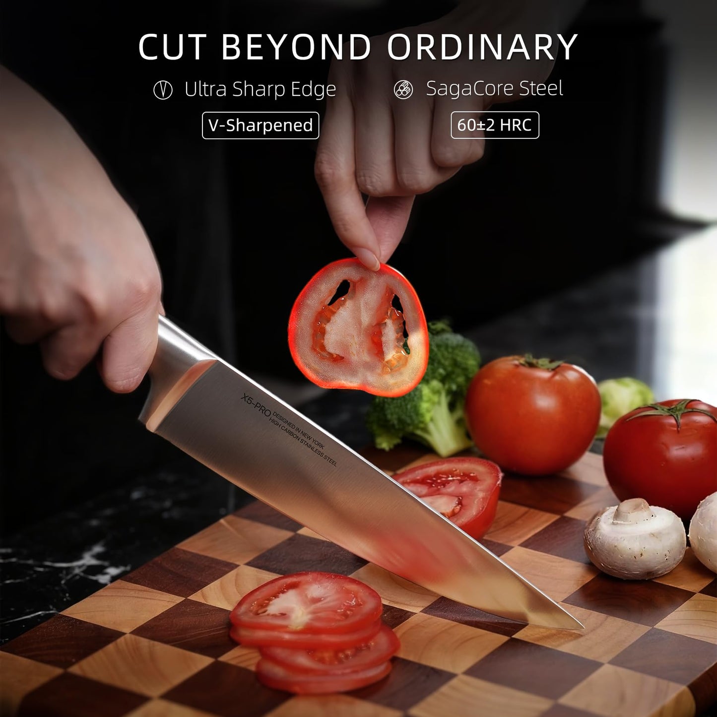 KnifeSaga 2026 Upgraded Knife Set, 13-Piece Japanese High-Carbon Stainless Steel Kitchen Knife Block Set with Ergonomic Handles, Razor-Sharp Blades for Home & Professional Use