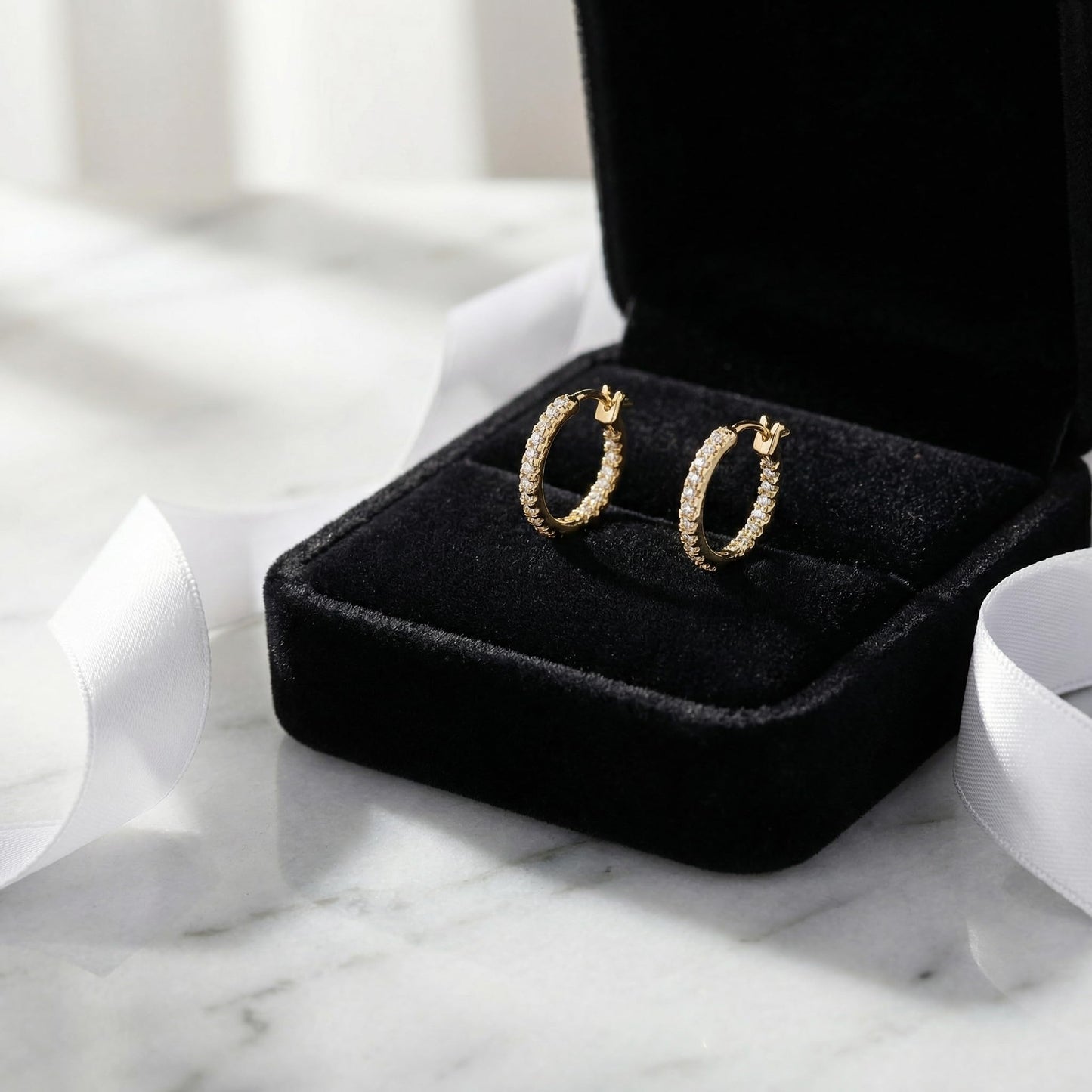 WORFRIL 14K Gold Hoop Earrings for Women Cubic Zirconia Pave Round Hoops Sparkling Lightweight Huggie Style Elegant Jewelry 30mm