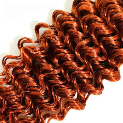 Ginger Human Hair Bundles 350 Deep Wave Bundles Ginger Orange Bundle 24 26 28 inch #350 Bundle Human Hair Extensions