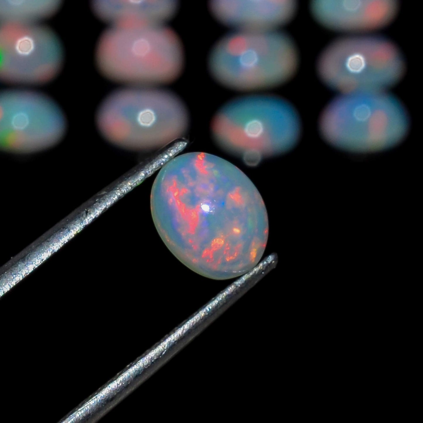 (1 PCS, 8X6MM) AURA GEMS Natural Ethiopian Opal Oval Cabochon, Opal Loose Gemstone For Jewelry Making, Fire Play Color Opal Oval Cabochon Cut All Calibrated Sizes