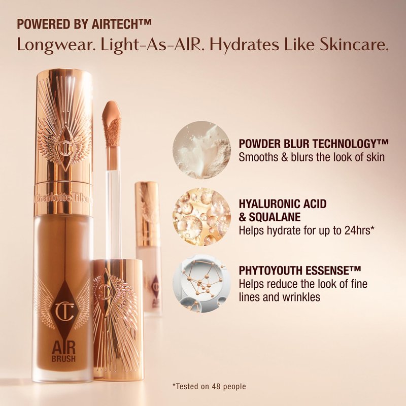 Charlotte Tilbury AIRbrush Flawless Blur Concealer - Concealer for Dark Circles, Blemishes & More - Hydrating, Full Coverage with a Natural Matte Finish - 6 Medium