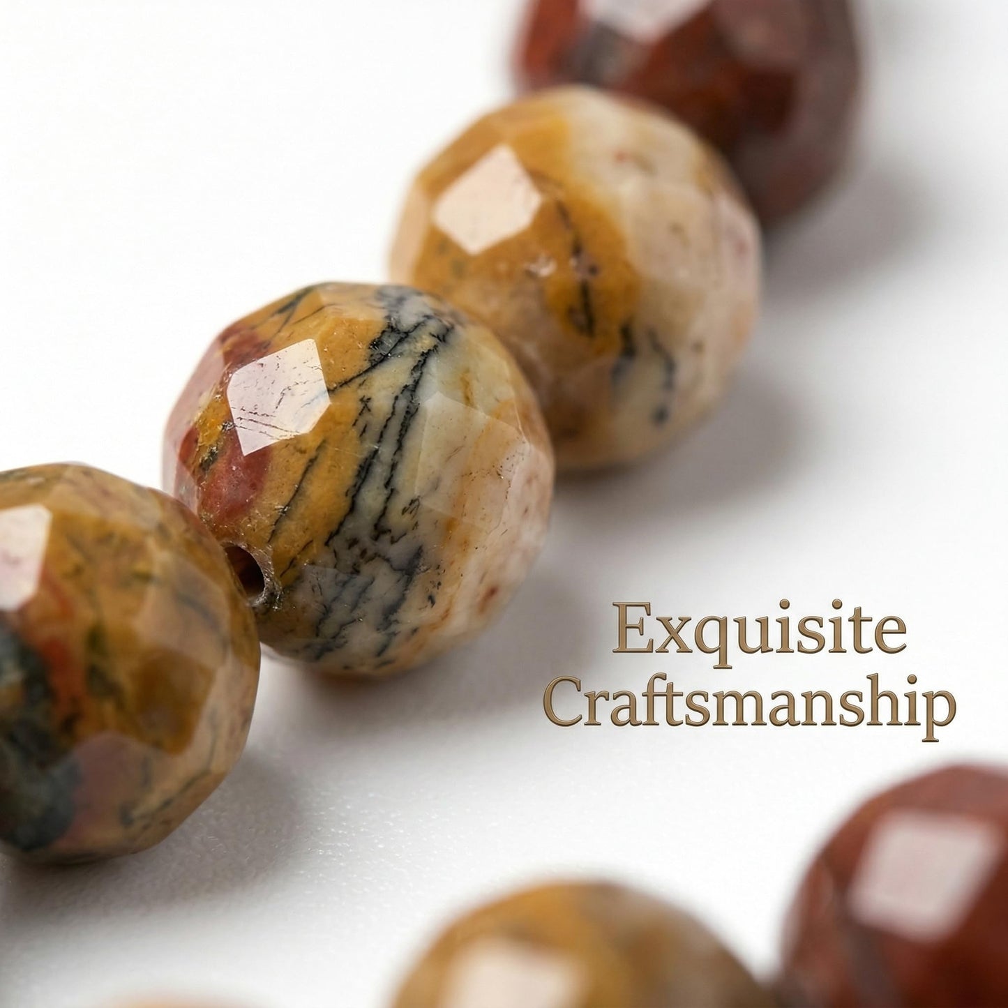 Angelstones Natural Multicolor Picasso Jasper Gemstone Small Beaded Stretch Bracelet, 4mm Faceted Round Beads, Crystal Healing Bracelet for Women