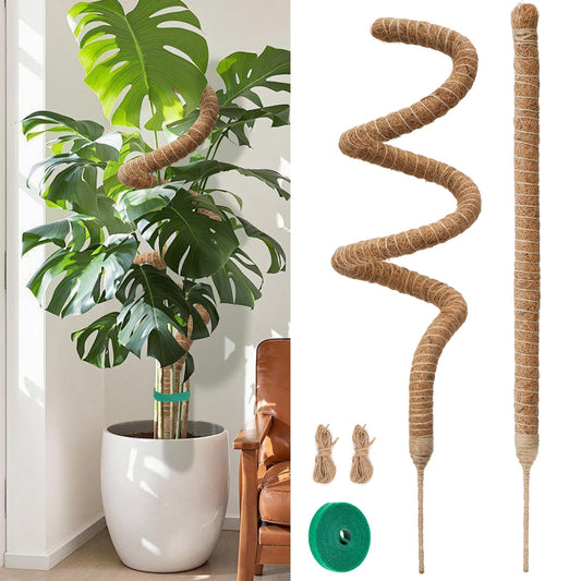 2 Pack Moss Pole Monstera Plant Support 63 Inch Bendable Monstera Support for Climbing Plants Extra Large Handmade Moss Poles Aluminum Plant Support Stakes Indoor Grow Upwards