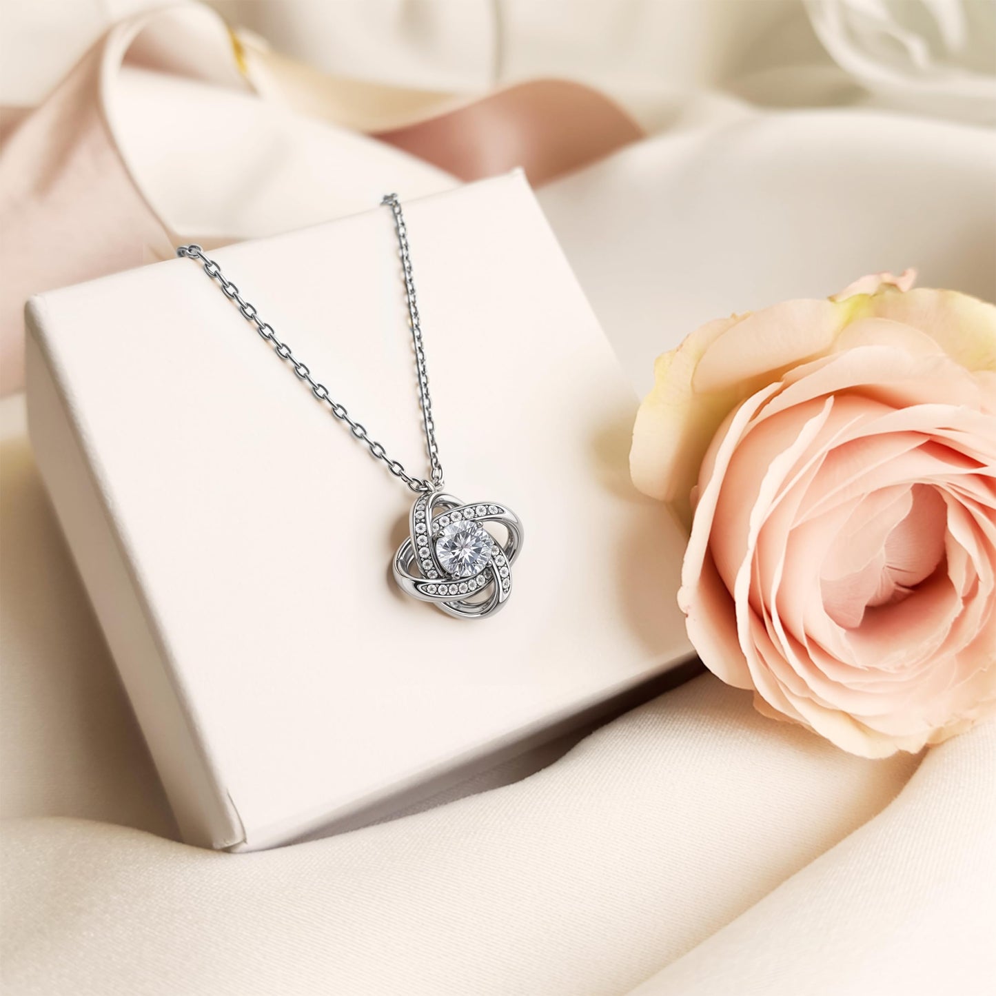 75th Birthday Gifts for Women, Elegant Love Knot Necklace with Message Card, Jewelry Gift for Grandma, Mom, or Wife, Milestone Birthday Keepsake