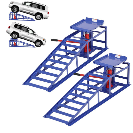 2-Pack Heavy Duty 5 Ton (11000 LBS) Hydraulic Car Ramps, High Lift 13.3" Truck Ramps with Safety Lock Pins, Auto Lift for Oil Change, Home Garage & Vehicle Repair, Blue