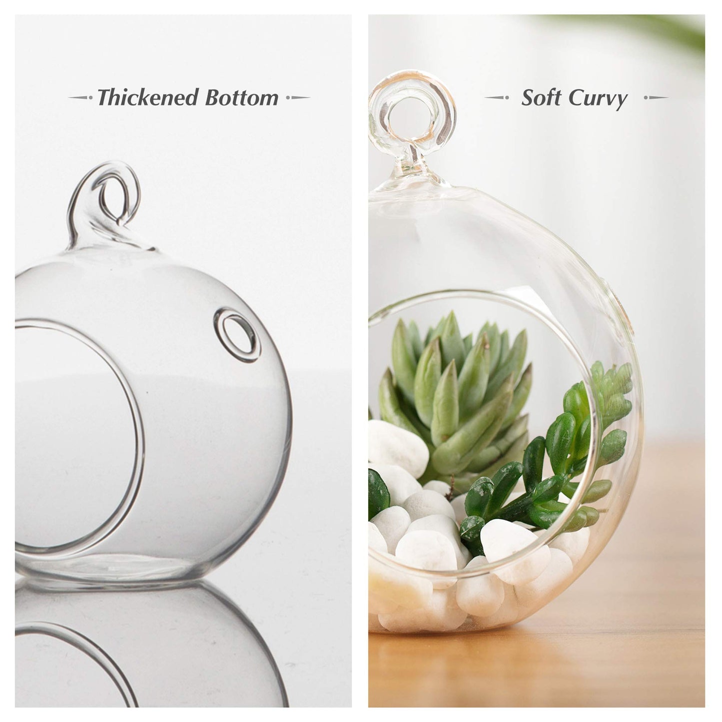 WGV Hanging Terrarium Globe, Width 2.5", Height 3", DIY Air Succulent Planter, Clear Glass Vase Orb with Flat Bottom, Candle Holder for Windowsill Outdoor Garden Decor, 12 Pieces Bulk