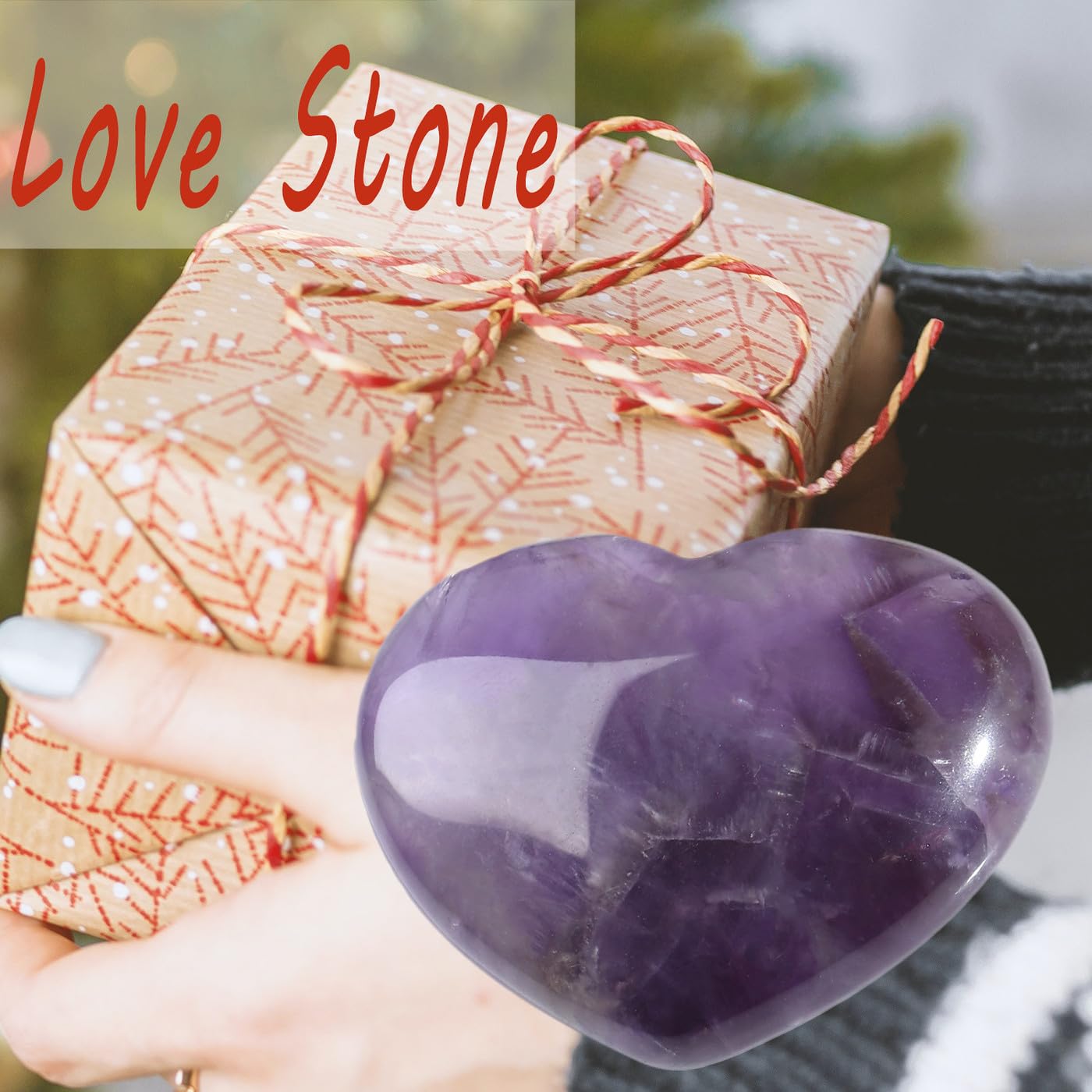 MAIBAOTA 45 mm Amethyst Crystal Rock Large Heart Stone Healing Crystals Gifts for Women Natural Reiki Gemstone Polished Heart Shaped Rocks Meditation