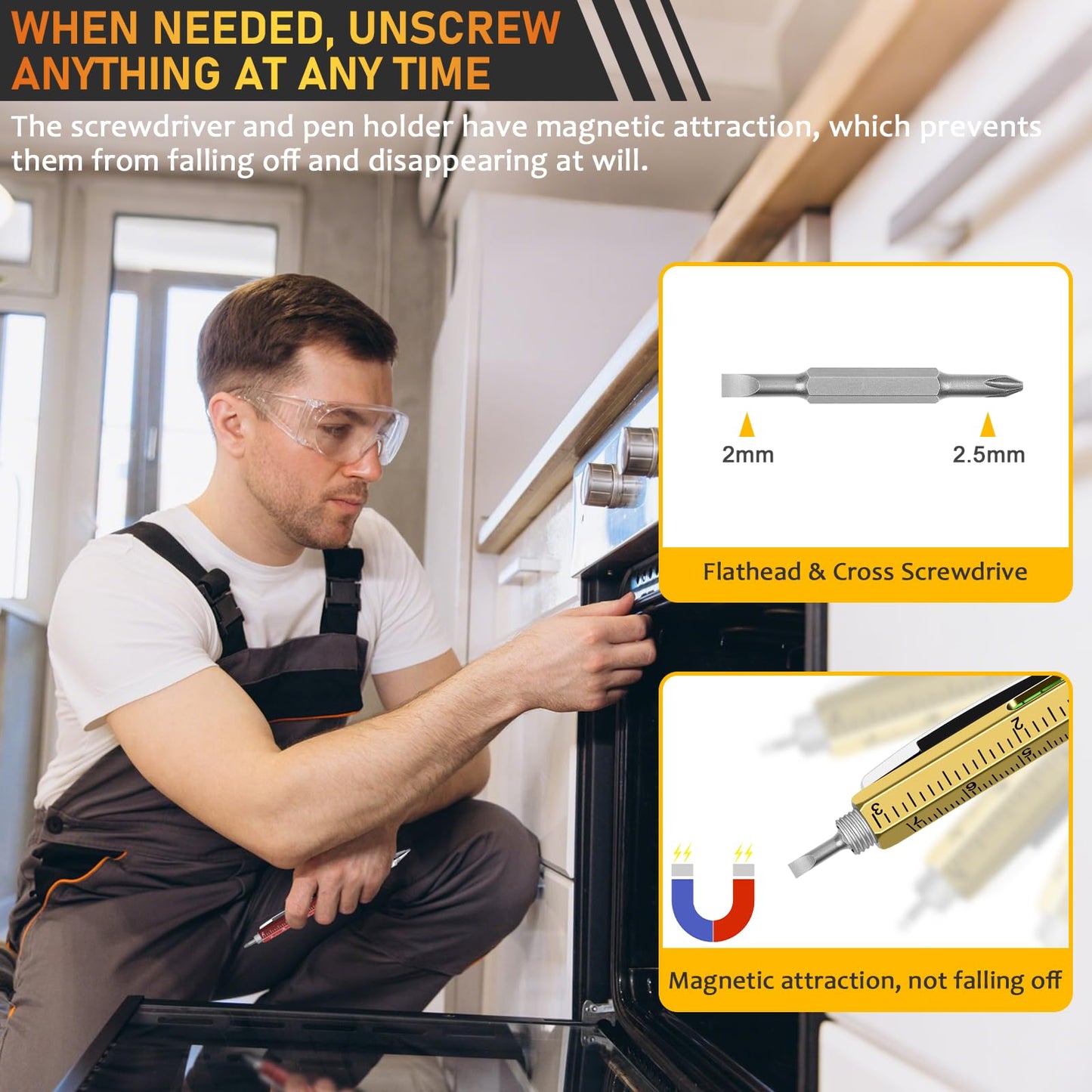 NICEMOVIC Fathers Day Dad Bulk Gifts for Men Multitool Tool Pen Gift 36 Pcs 6-in-1 Party Favor Father's Christmas White Elephant Gifts for Adults Level Gauge Ballpoint Pen Stylus Pen Screwdriver
