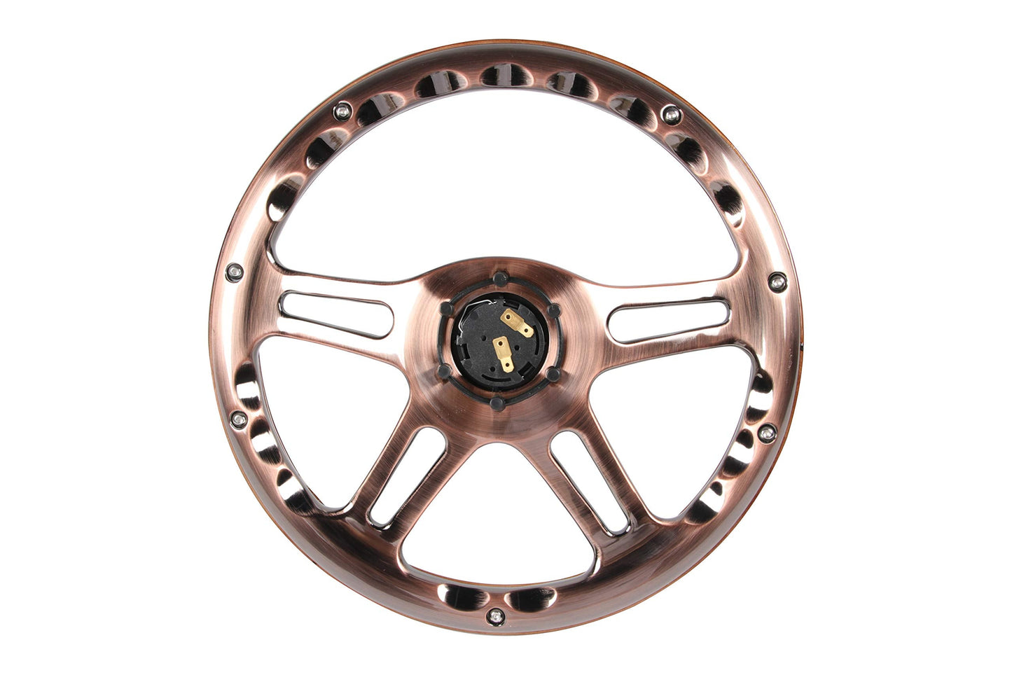 350mm 14" Inch Classic Nostalgia Style Wood Grain Bronze Steering Wheel Slotted 4 Spoke Steering Wheel Mahogany Wood Grip