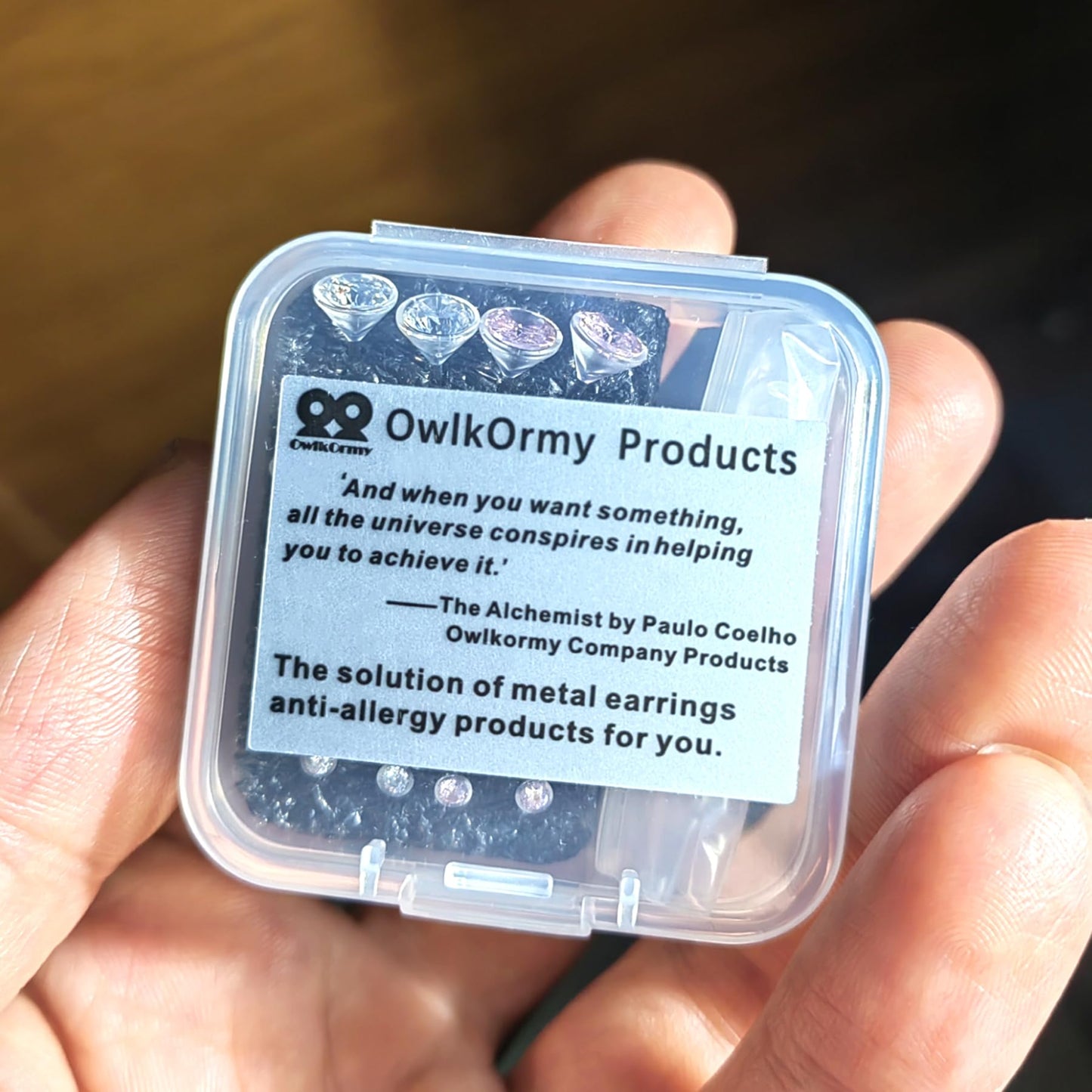 OwlkOrmy 8 Pairs Anti Allergy Plastic Earrings for Sensitive Ears & Include 8 Pairs Silicone Soft earring backs, Birthstone Cubic Zirconia Stud Earrings Kit 2mm 3mm 4mm 5mm in one Set (Amber)