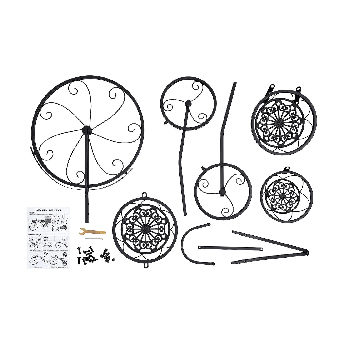 DKSLALALI Bicycle Plant Stand, 3 Tier Iron Tricycle Flower Pot Holder with 3 Baskets, Rustproof Black Metal Plant Shelf for Indoor Outdoor Garden Patio, Decorative Plant Cart for Home Lawn