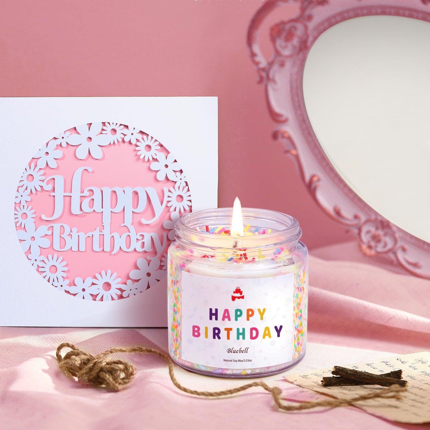 iAOVUEBY Birthday Gifts for Women, Teen Girl Gifts, Birthday Gift for Her, Happy Bday Gift Box for Girl, Women, Sister, Daughter, Best Friend, Friendship, Cute Daisy Glass Cup Set 7PCS, 16oz, Pink