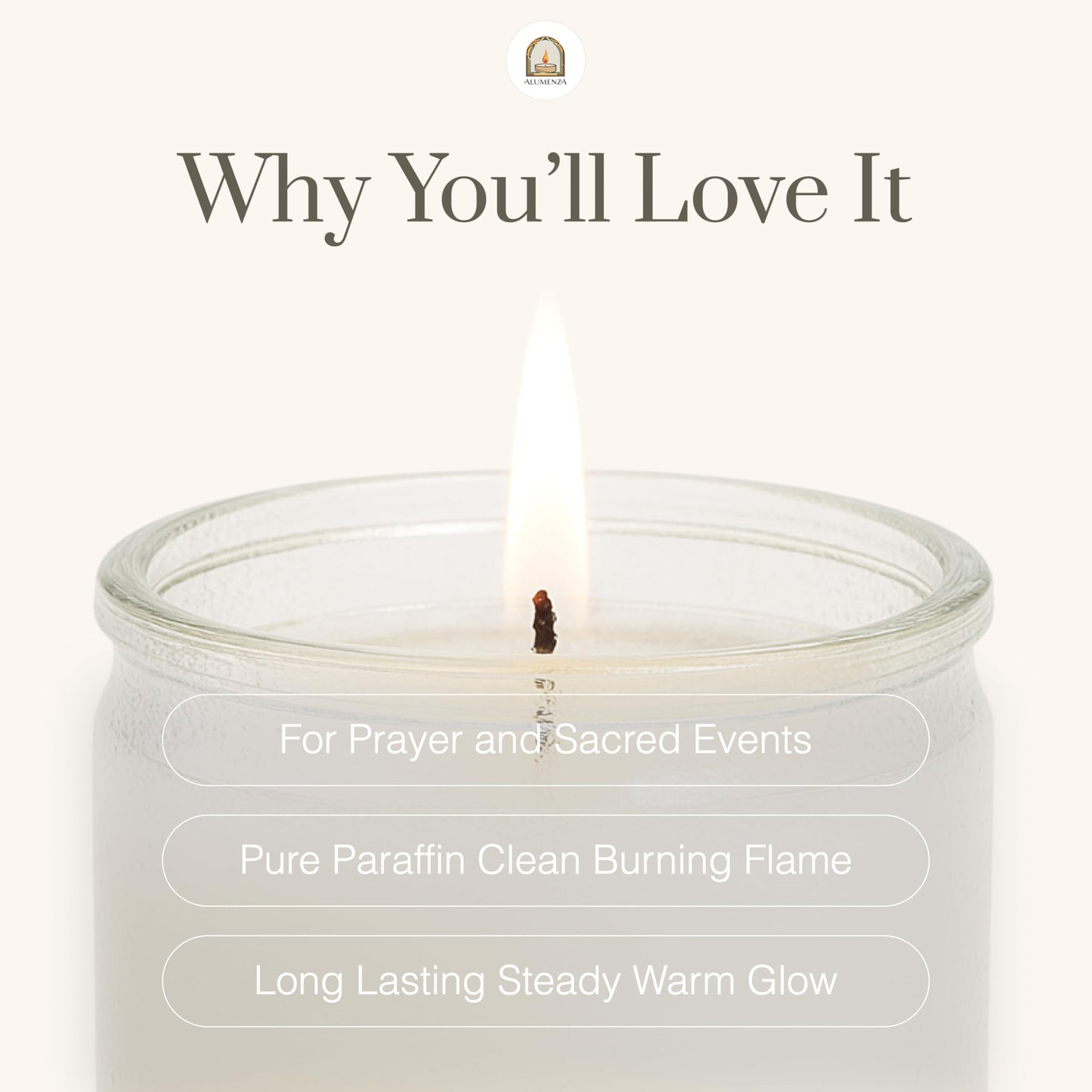 Alumenza 6 Pack Santa Cruz Candle in Glass Jar 90 Hours– Paraffin Wax, Clean Burning Unscented | Large & Tall Devotional Prayer Pillar Candles for Home, Memorial, Rituals