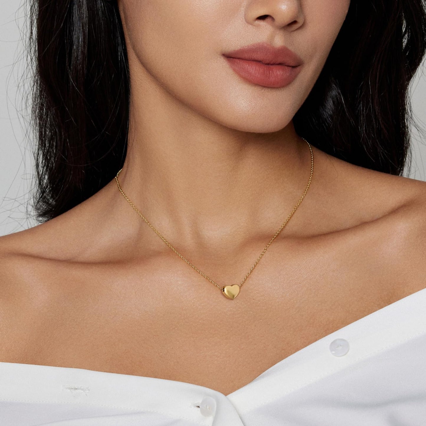 Zeffy Gold Heart Necklace Small Puffy Necklaces Trendy Dainty Tiny Heart Choker Necklaces Dainty Simple Gold Jewelry Christmas Gifts