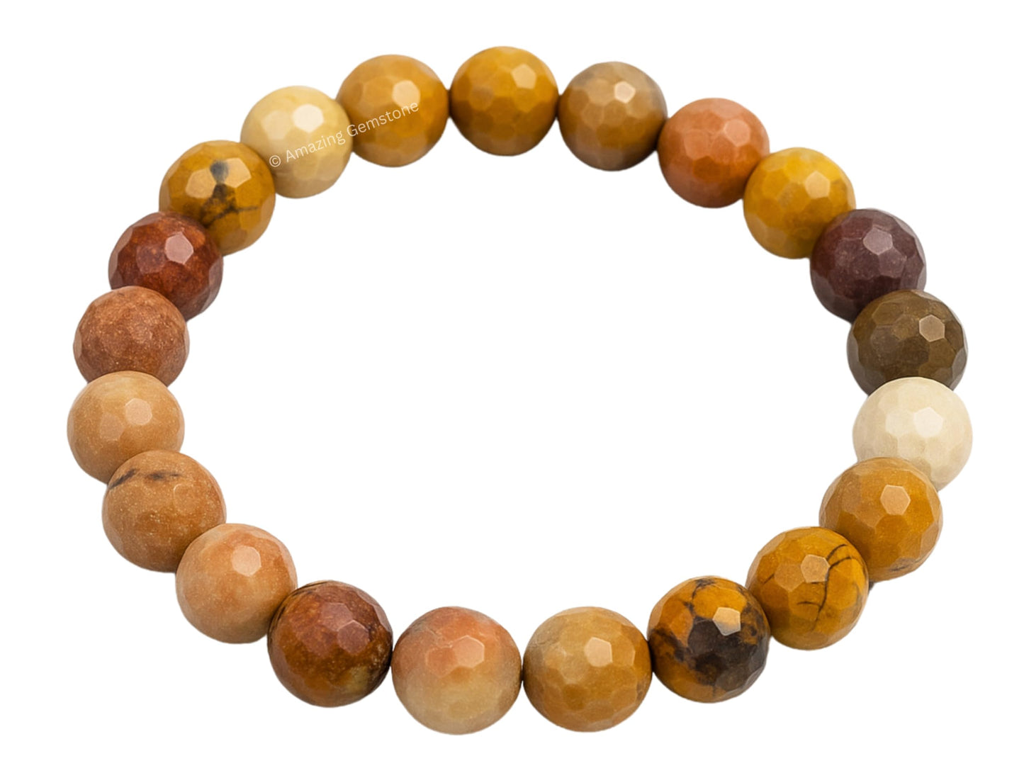 Amazing Gemstone Mookaite Jasper Bracelet for Women - Chakra Mens Bracelet Protection Crystals&Healing Stones - Blessing Bracelet Spiritual Meditation Gift (Faceted Beaded Bracelet)