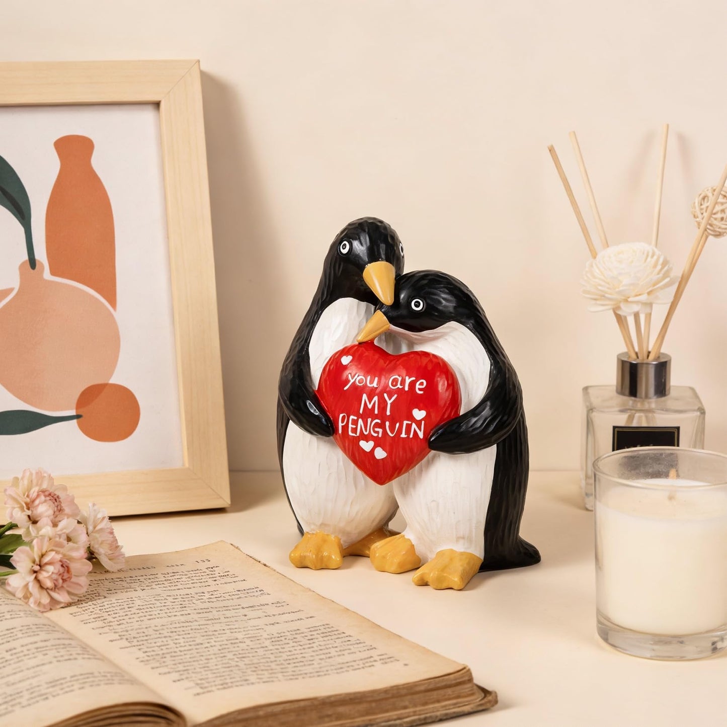 Hodola Anniversary Wedding Gifts for Women Men, Handcrafted Birthday Gift for Her Him Couple, I Love You Birthday Gift for Wife Husband, Penguin Figurine for Boyfriend Girlfriend