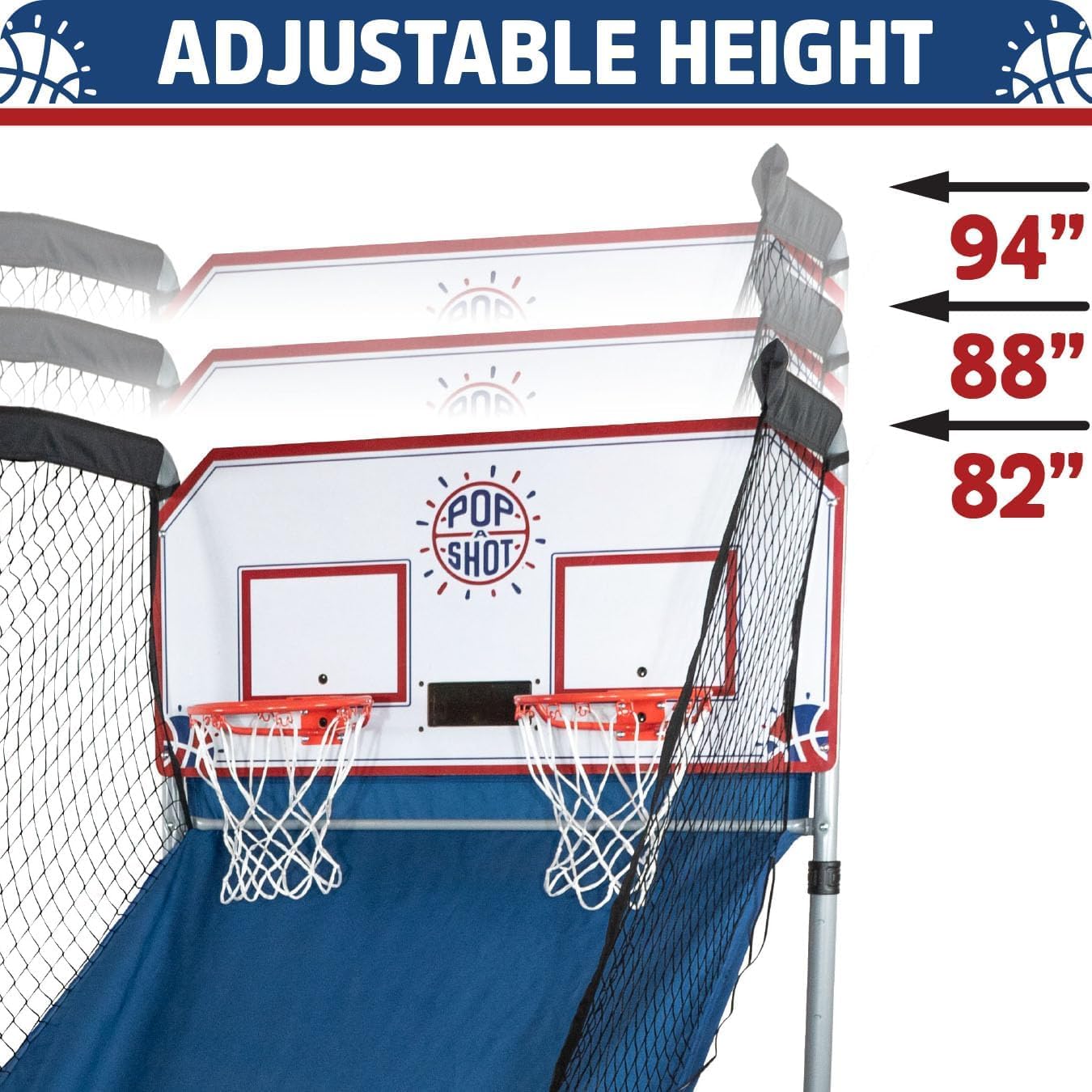 Pop-A-Shot - Home Dual Shot with Utah Jazz NBA Graphics l Sensor Scoring l 16 Game Modes l 7 Balls l Foldable Storage l for All NBA Fans