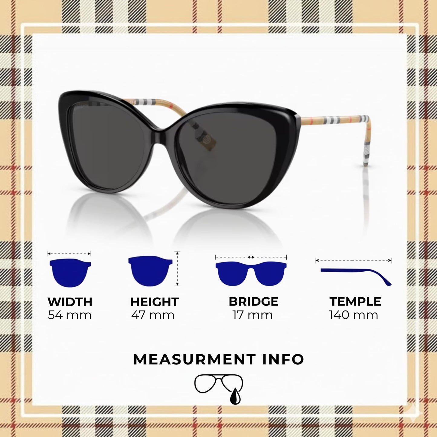 BURBERRY BE4407 Cat eye Shape Acetate Sunglasses with Luxury Eyewear Kit
