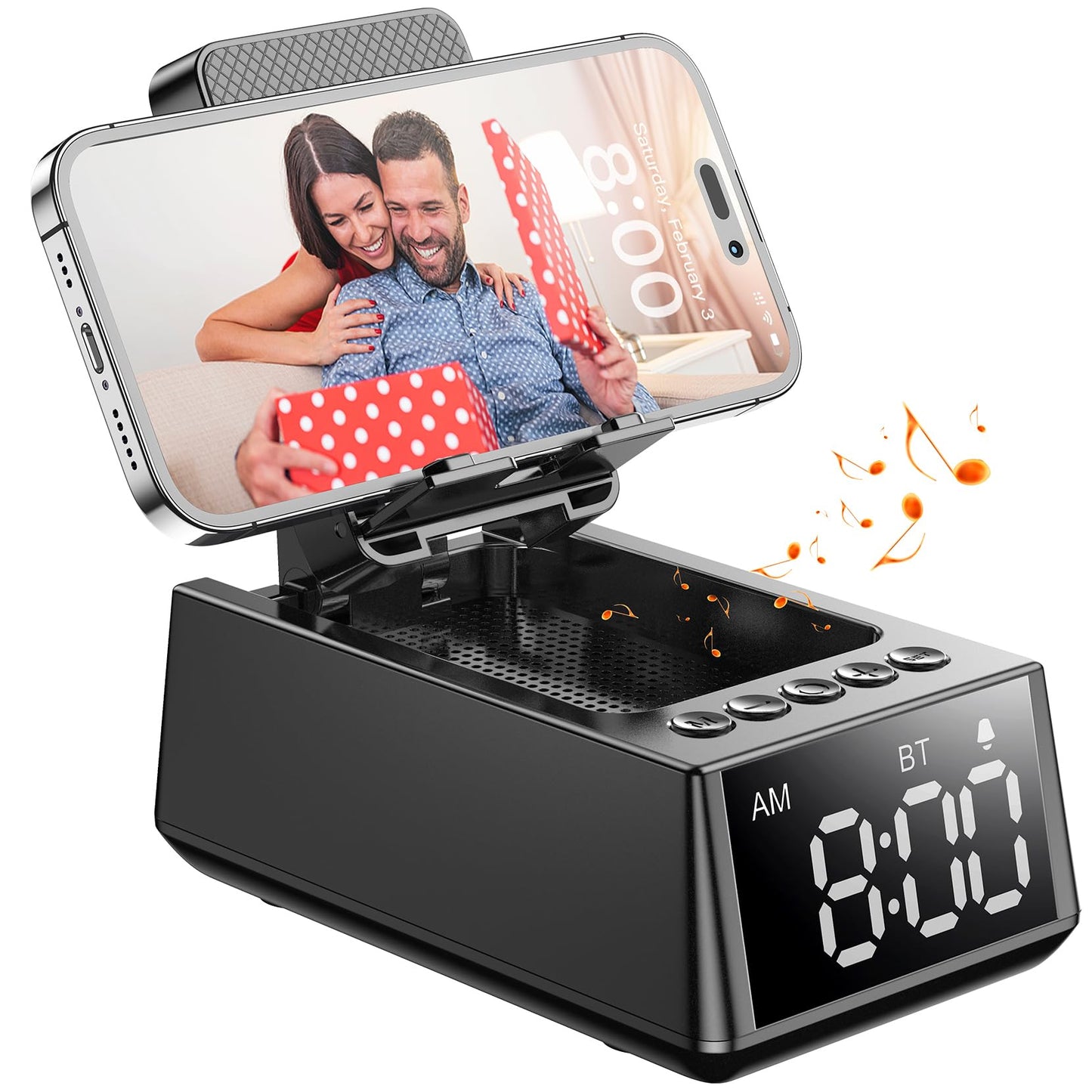 Birthday Gifts for Men Women, Cell Phone Stand Bluetooth Wireless Speaker with Anti-Slip Base, HD Sound, Stocking Stuffer Cool Gadget, Anniversary Idea Gift for Him Her Husband Wife Dad Mom