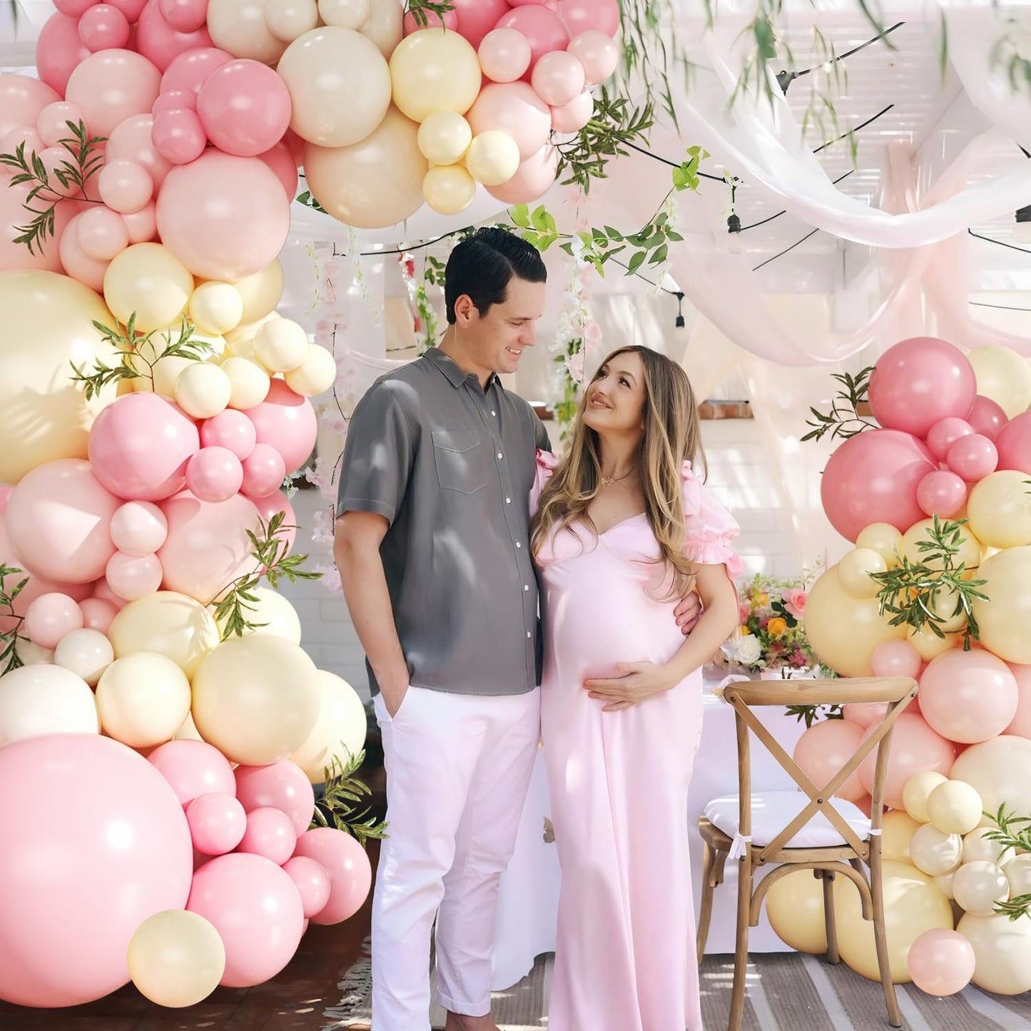 Pink and Yellow Balloon Arch Kit Pastel Pink Light Pink Yellow Sand White Balloons for Birthday Baby Shower Bridal Shower Wedding Bee Bear Themed Party Decorations