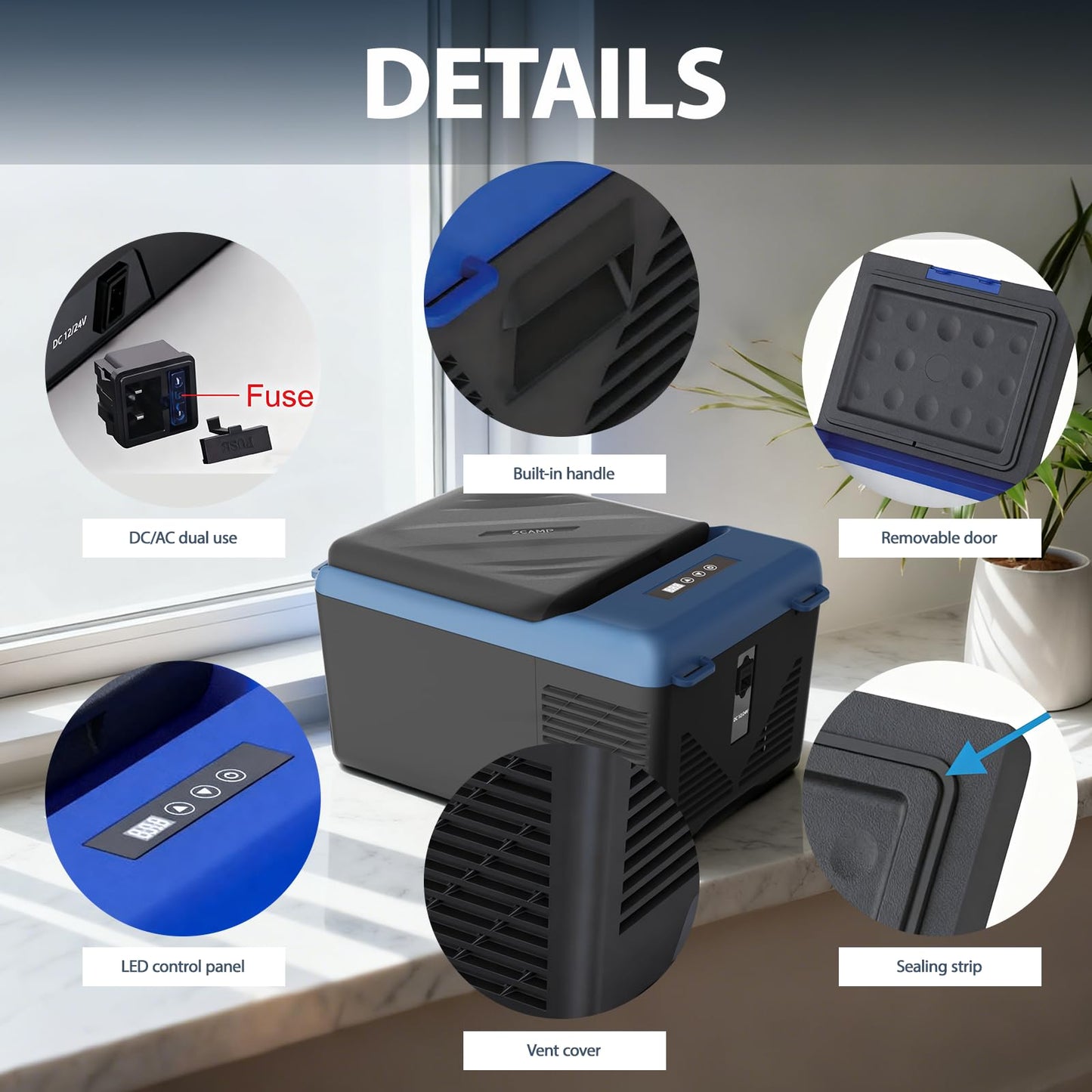zcamp KI9 12 Volt Refrigerator,Mini Portable Freezer,10 Quart Car Cooler,12V Car Fridge APP Control,12/24V DC 100-240V AC for Camping, Travel, Truck, RV, Boat -4℉~68℉