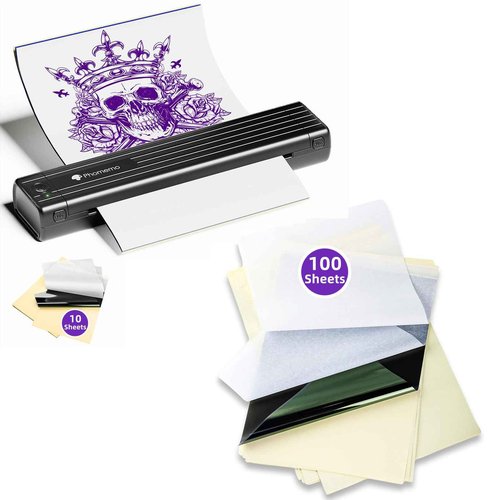 Phomemo TP83 Bluetooth Tattoo Stencil Printer with 10pcs A4 Transfer Paper & 100 Sheets A4 Size Stencil Transfer Paper for Tattooing