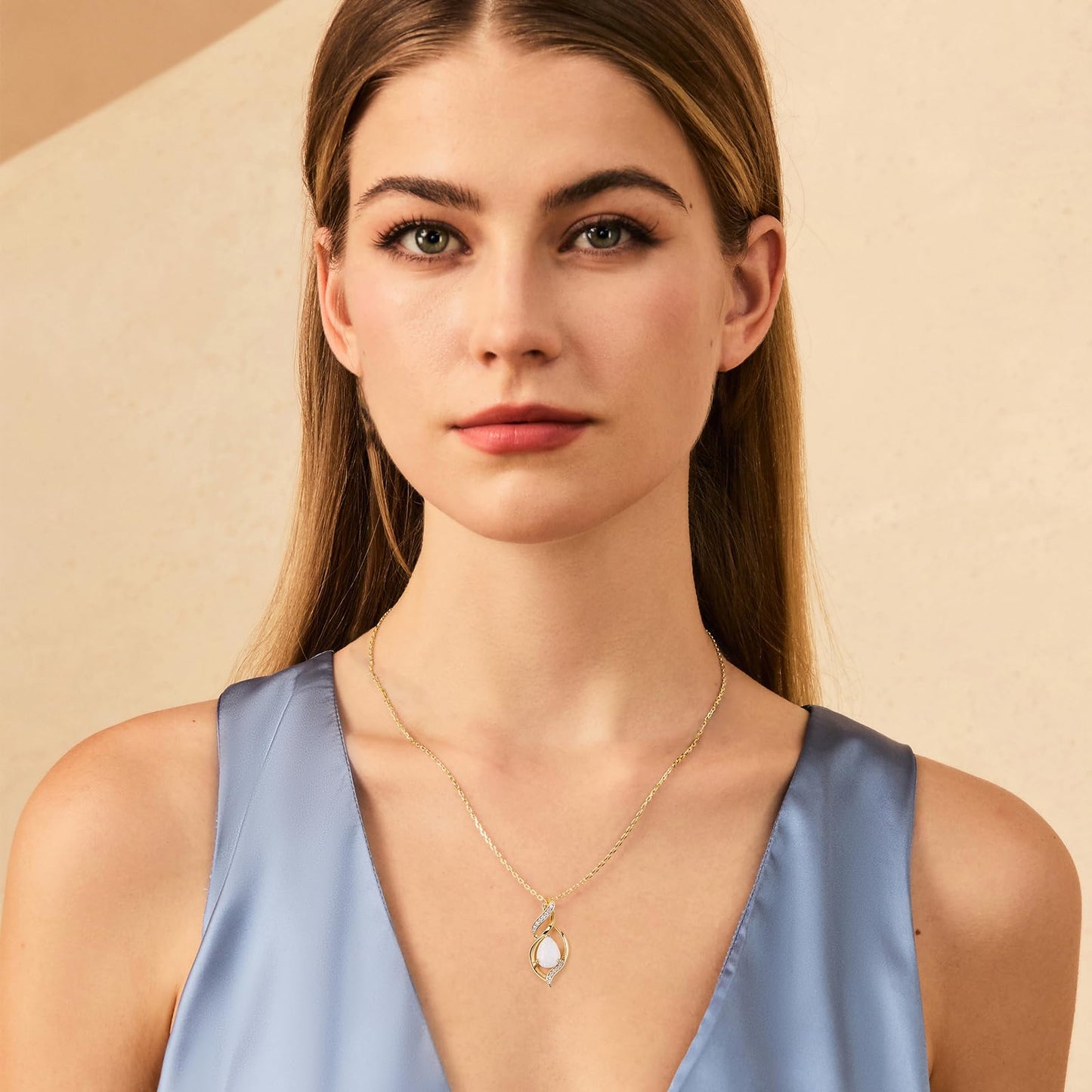 FANCIME 14K Gold Plated October Birthstone Necklace for Women Opal Teardrop Necklace Sterling Silver Infinity Love Birthday Gifts for Women, 16"+2" Inches
