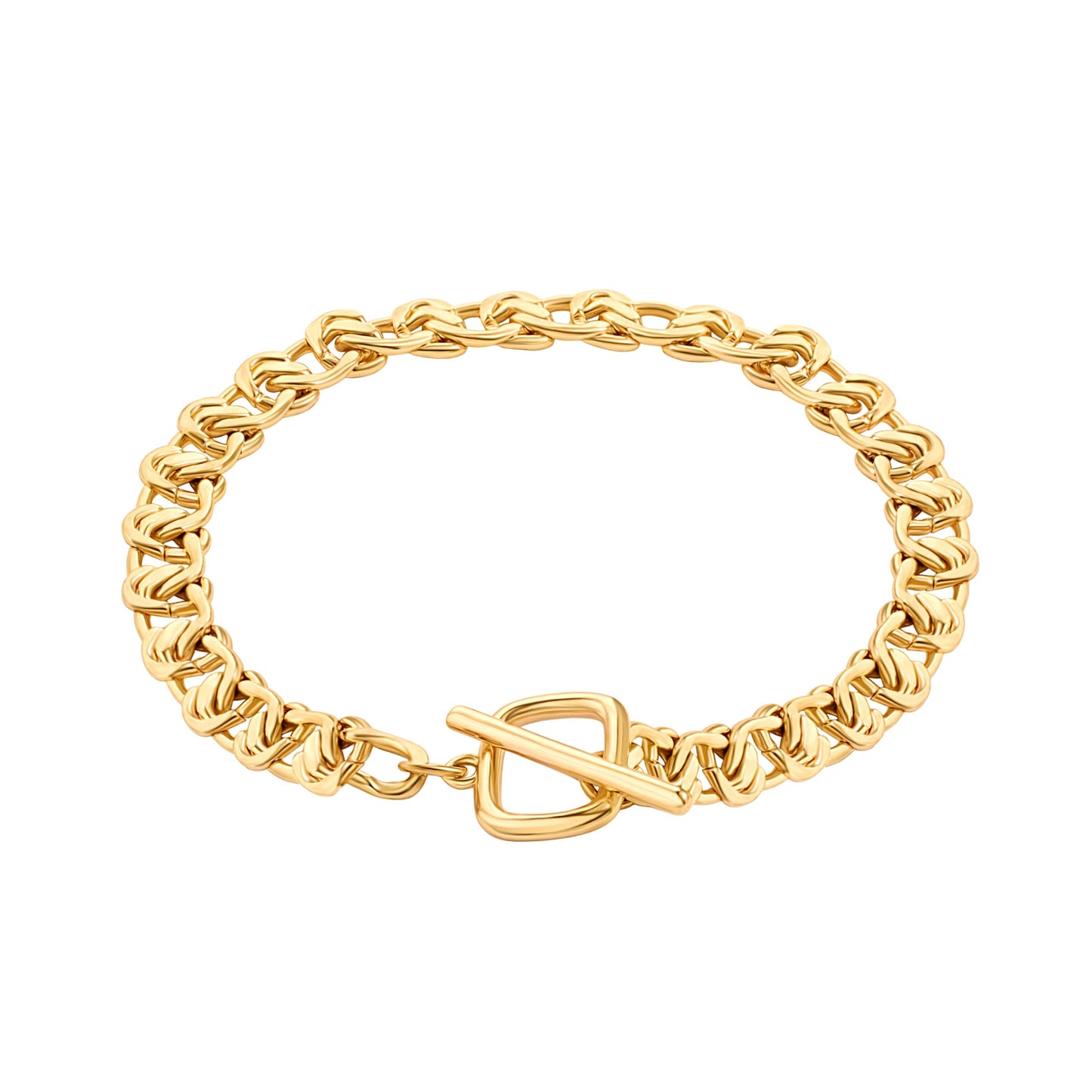 SOFYBJA 18K Gold Plated Link Chain Bracelet Stacked Chunky Toggle Bracelets Fashion Dainty Jewelry for Women