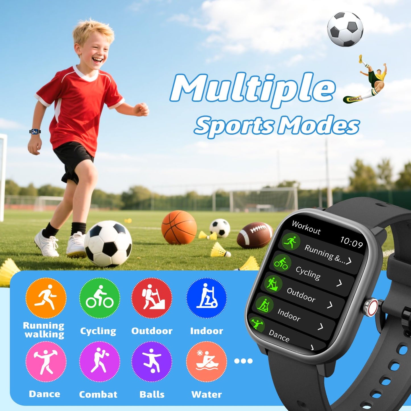 Fikami Smart Watch for Kids Girls Boys No APP/Phone Needed, 1.83" IP68 Waterproof Sport Watch Pedometer, Heart Rate, Sleep Monitor, Step Counter, 12 Puzzle Games for Girls Boys Teens 6-16