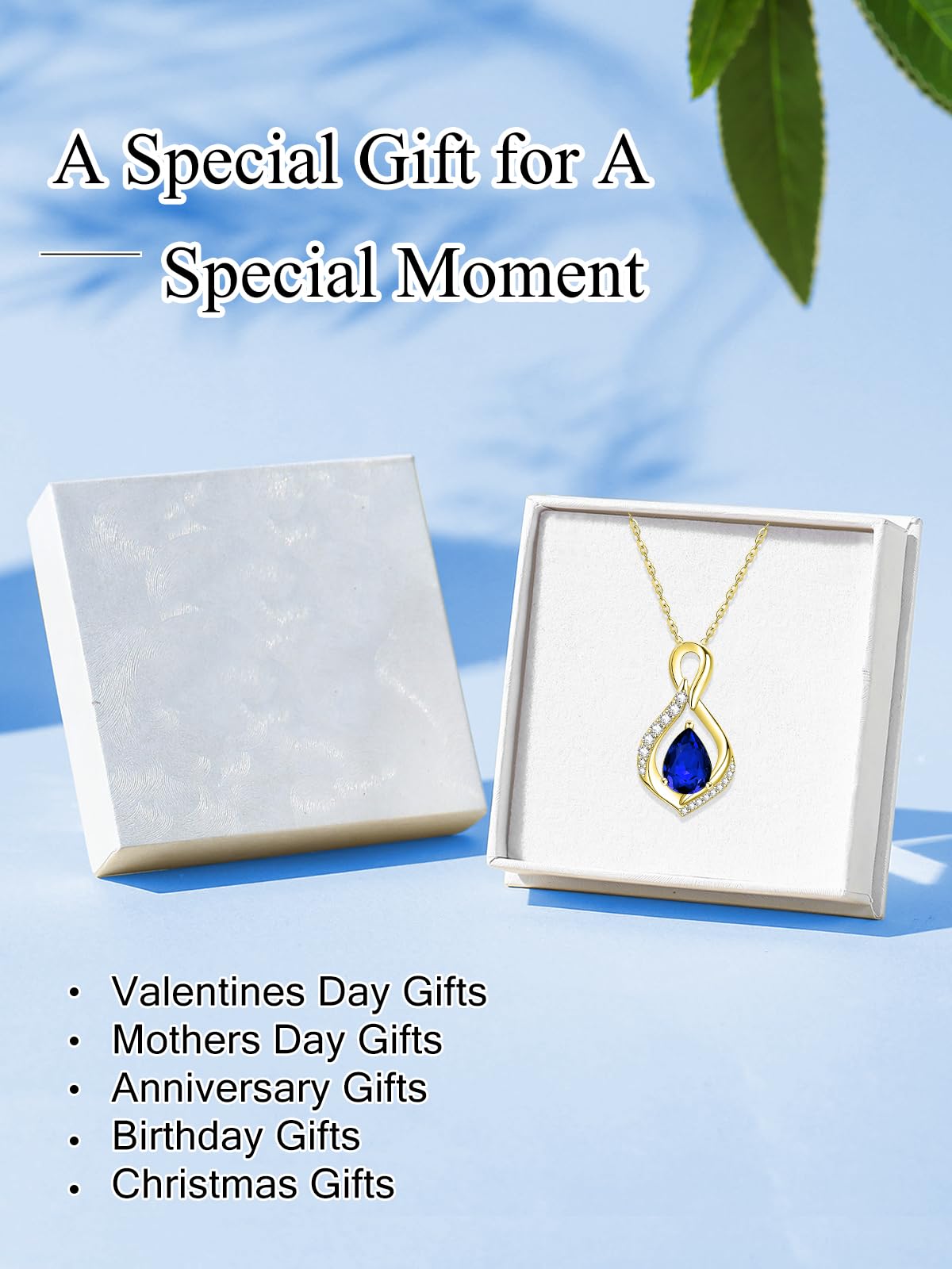 JIYVY32 Sapphire Infinity Necklace for Women September Birthstone Necklaces 14k Gold Plating Anniversary Birthday Gifts for Wife Her Mom Girlfriend Birthstone Jewelry Gifts for Women