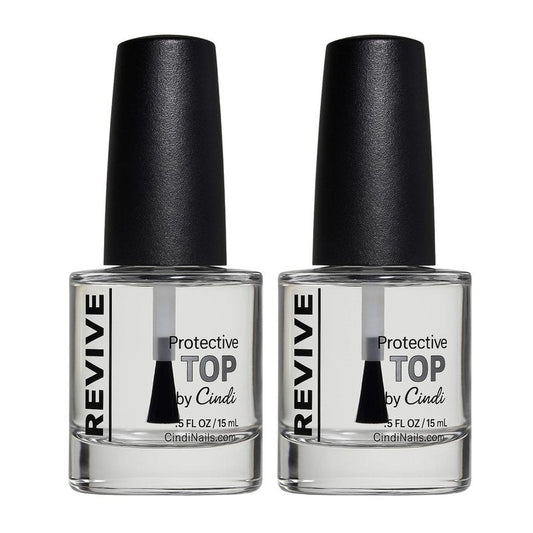 Cindi Nails UV Protecting Fast Drying Top Coat Duo – 2 Pack High Gloss Chip-Resistant Finish – No Light Curing, 7-Free, Non-Toxic, Safe for Kids and Cancer Patients