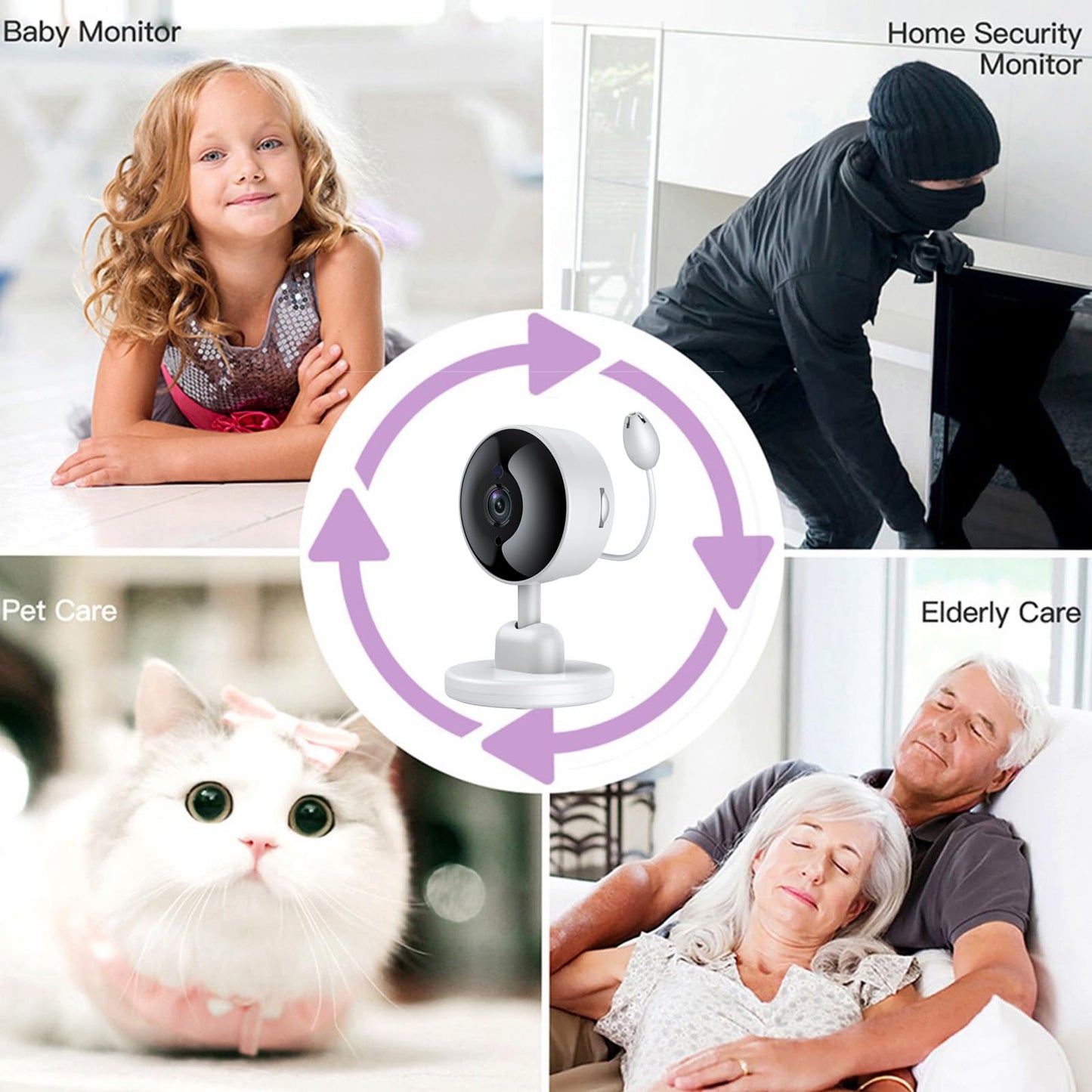FOUKWAKC Baby Monitor with Camera and Audio, 2K WiFi Indoor Video Baby Camera with Mount, Motion & Cry Detection, Temp & Humidity Sensor, Night Vision, 2 Way Audio, 4 Lullabies, APP Control