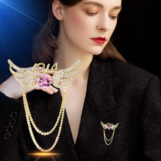 AILONMEI Brooches And Pins For Women Fashion Elegant Flower Broches Lady Costume Jewelry Brooch Pins (Wing Chain)