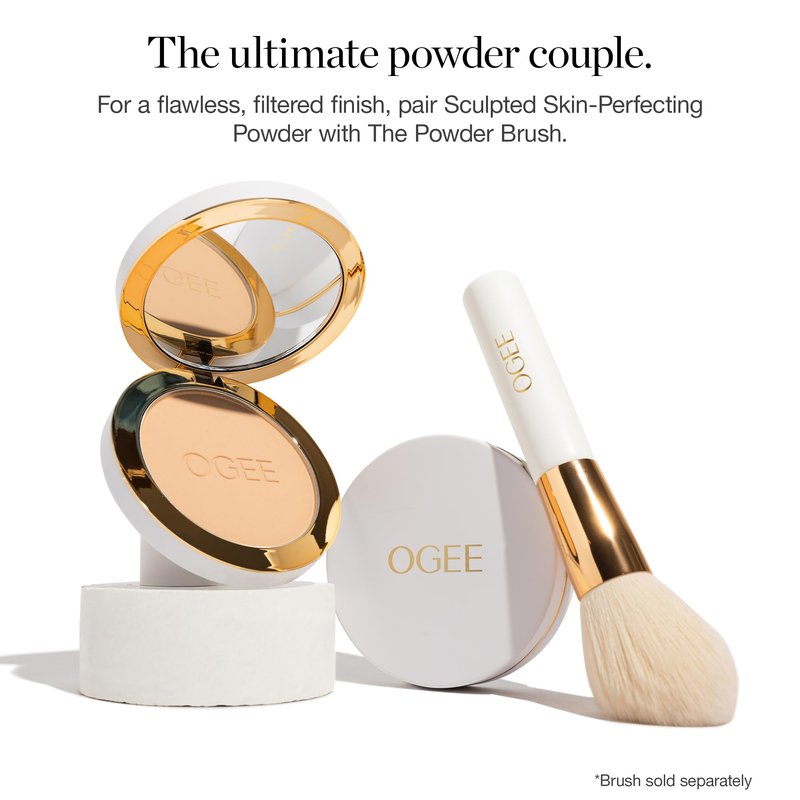 Ogee Sculpted Skin-Perfecting Makeup Setting Powder - Clay - FULL SET (Case & Refill) - Lightweight Powder Foundation Made with 70% Organic Ingredients