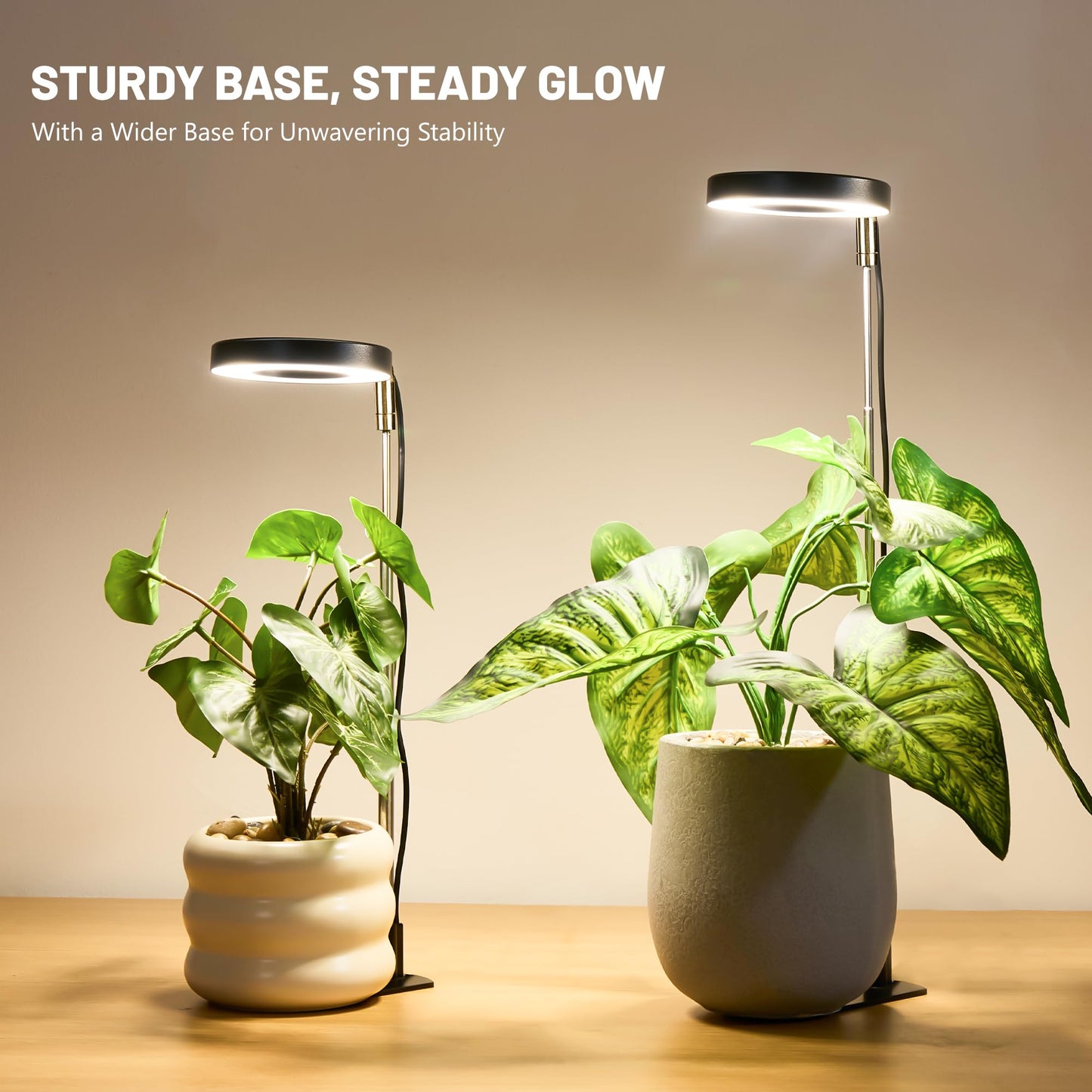 LBW Grow Light for Indoor Plants,Full Spectrum Plant Light with Base,Height Adjustable Plant Grow Lamp with Auto Timer 6/8/12/16H, 3 Colors,5 Dimmable Brightness, for Small Plants,Black, 3 Packs
