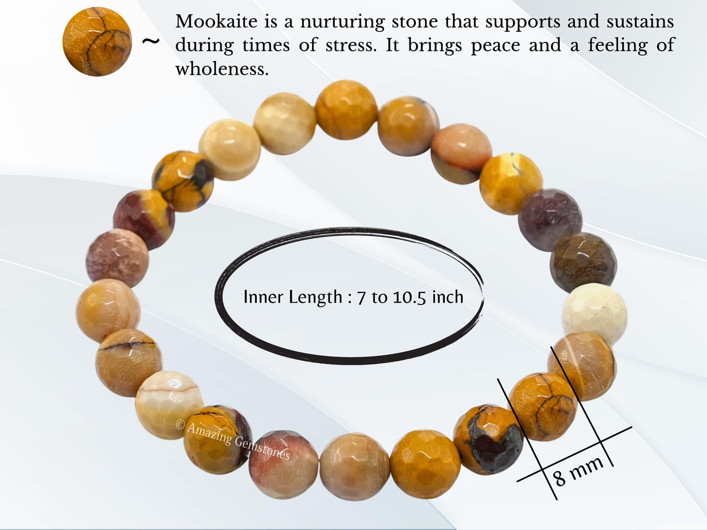Amazing Gemstone Mookaite Jasper Bracelet for Women - Chakra Mens Bracelet Protection Crystals&Healing Stones - Blessing Bracelet Spiritual Meditation Gift (Faceted Beaded Bracelet)