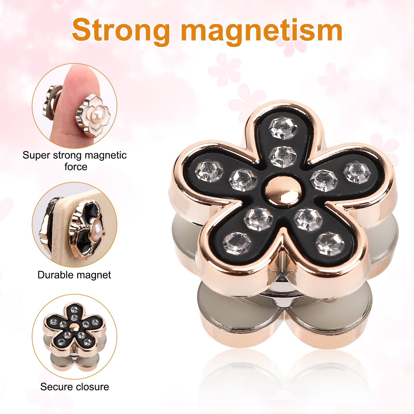 12pcs Magnetic Hijab Pins, Black and White No Snag Hijab Magnets Multipurpose Strong Magnetic Scarf Clip Clasp Buttons Pinless Brooch for Scarves Hats Shirt Collars Shawls Clothing (Style2)