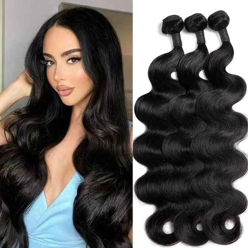 Shoobidoo Body Wave Bundles Human Hair Bundles Body Wave Human Hair Bundles 3 Bundles 10A Brazilian Hair Bundles Weave Bundles Human Hair Extensions Body Wave Bundle for Women Natural Black