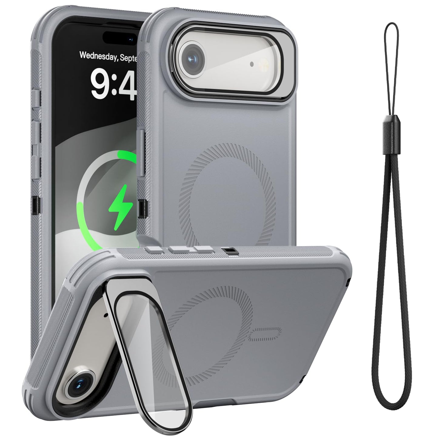 for iPhone 17 Air Case with Stand & Built-in Camera Cover Birthday Gifts for Women, MagSafe Compatible, Heavy-Duty Shockproof Protection, Magnetic & Rugged Phone Cover for iPhone 17 Air 6.5''